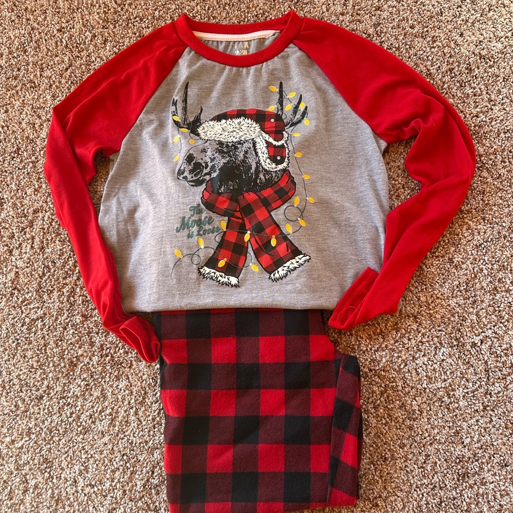 Cozy Red and Black Plaid Kids Pajamas